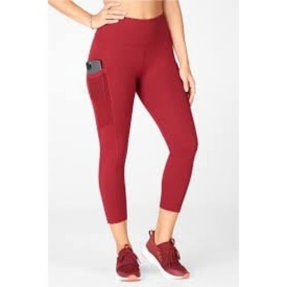 Fabletics On-The-Go Original PowerHold High-Waisted Side Pockets Size Large Red